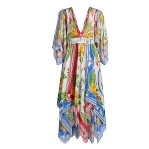 FARM Rio Tropical Destination Kimono Sleeve Midi Dress Size Small